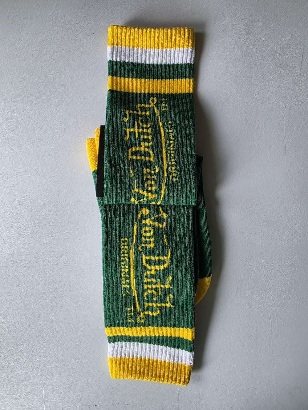 Von Dutch Green and Yellow Crew Athletic Socks - Picture 3 of 4